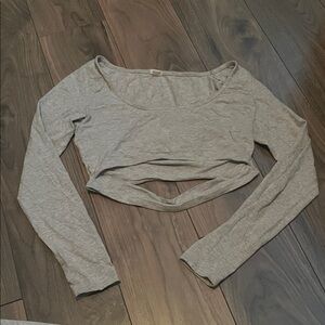 Garage Light Gray Long Sleeve Crop Top
